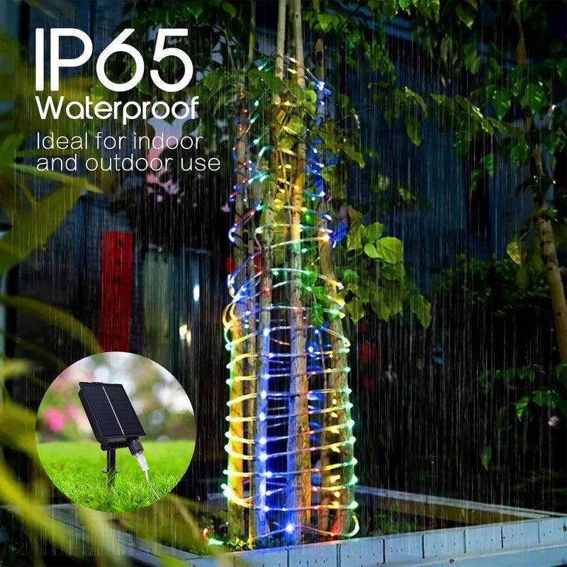 Vigdur 66FT Solar Rope Lights Outdoor - 200 LEDs 18 Color Changing Fairy Lights Outdoor Waterproof with Remote & Timer & 8 Lighting Modes, Solar String Lights for Xmas Garden Fence Tree Party - Image 5